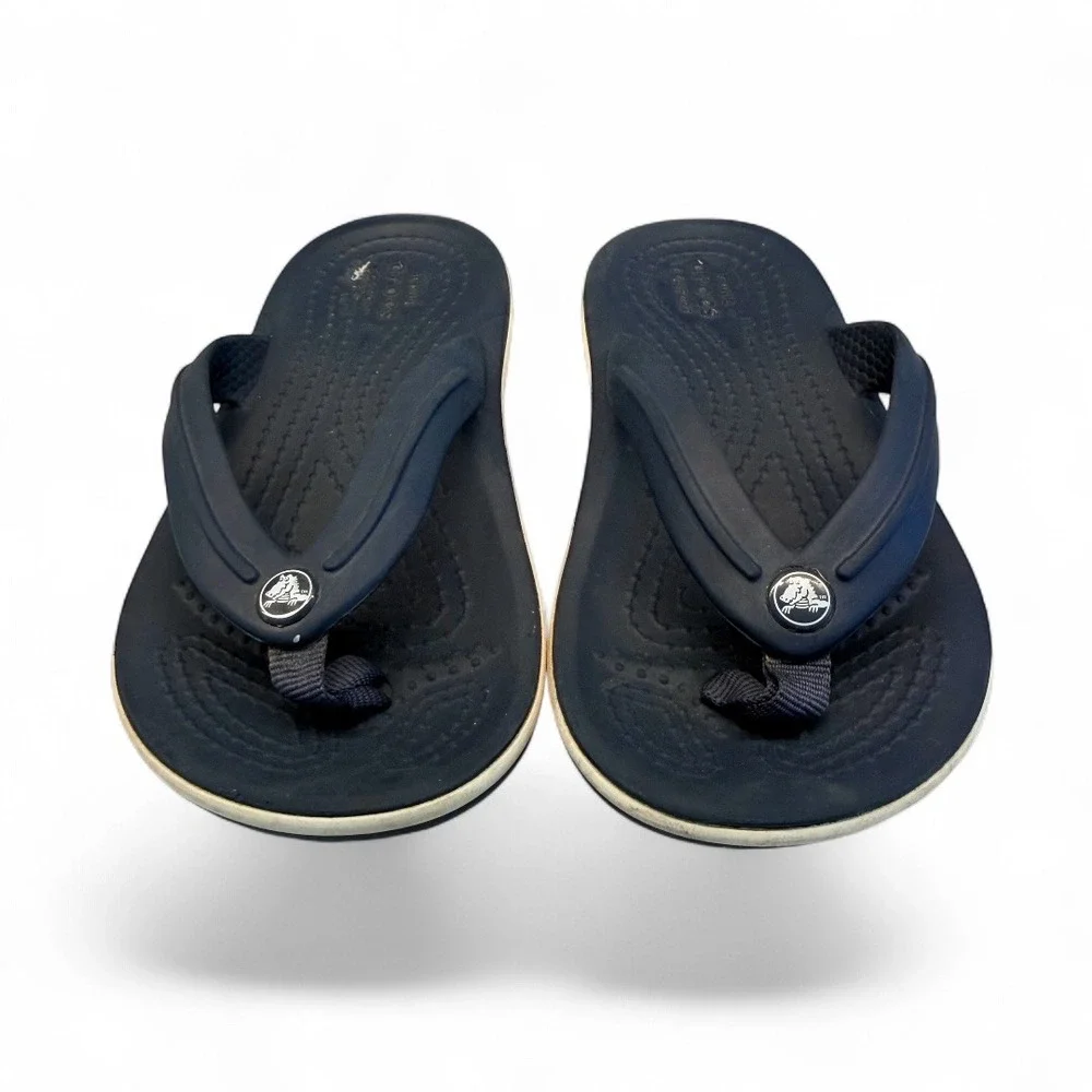 Kids Navy Blue and White Crocs Flip Flops‎